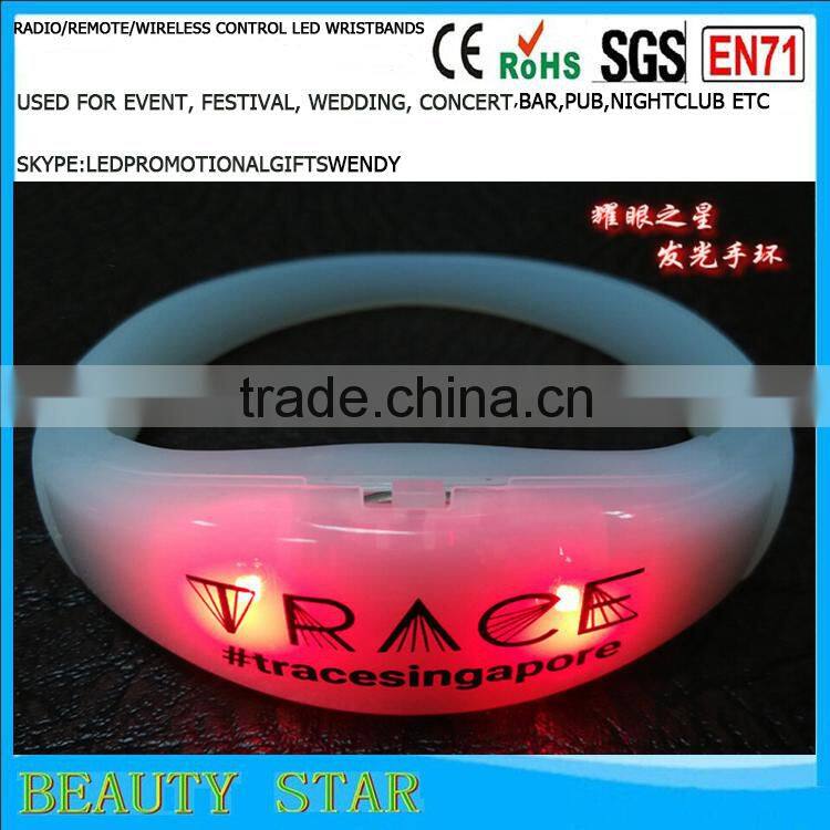Hot selling led bracelet logo,customized led bracelet logo,radio/remote/wireless led bracelet logo for party,festival