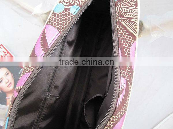 African printed wax fabric and leather bag