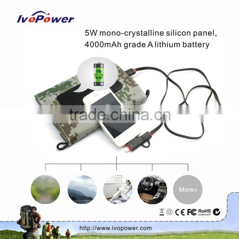 Top quality hot sale foldable solar power bank charger export to japan solar charger
