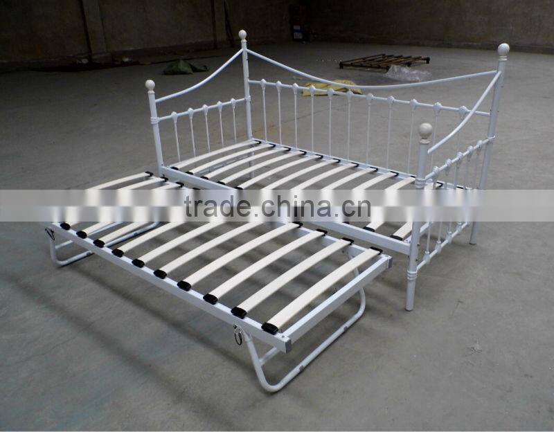 White folded sofa bed frame metal double bed