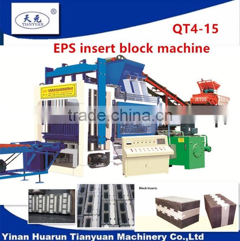 eps insert concerte or cement hollow brick making machine, QT4-15
