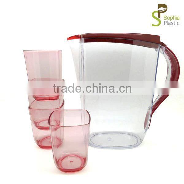 2 L plastic water jug set/Water pitcher with 4 cups