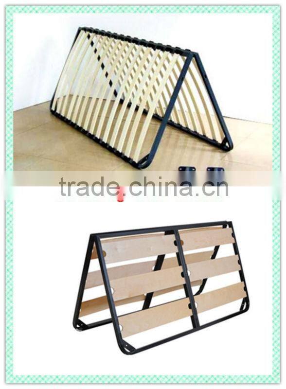 YN-01 wrought iron bed frame with wooden narrow slats