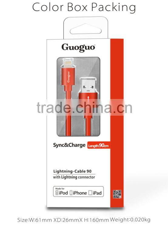 Factory price 8 pin PU Leather MFi Certified USB Data Cable