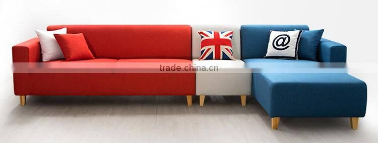 Three Seat Plus Chaise Lounge Couch, Fabric High Rebound Spinge Sofa