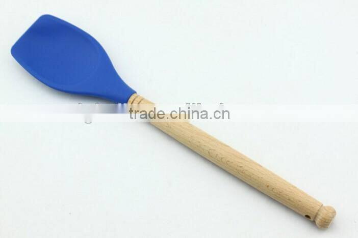 Popular Kitchen Utensil Silicone Cooking Spoon With Wooden Handle