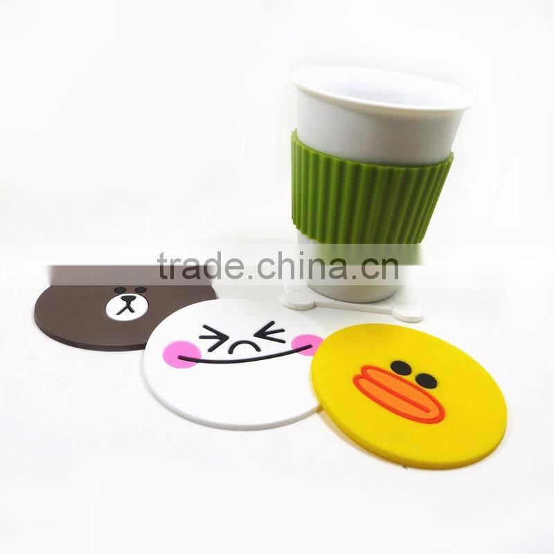Cartoon Character Soft Rubber Roller Custom Coaster Promotional PVC Soft Textile Cup mat