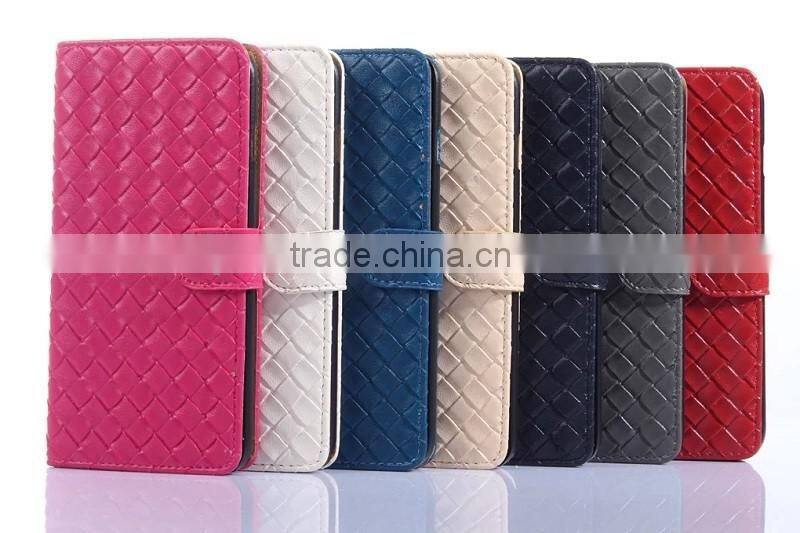 Classical woven design flip leather case cover for iphone 7 7plus, wallet case for iphone 7