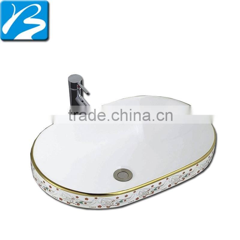 Artistic Flower Painted stylish hand wash oval shaped wash basin
