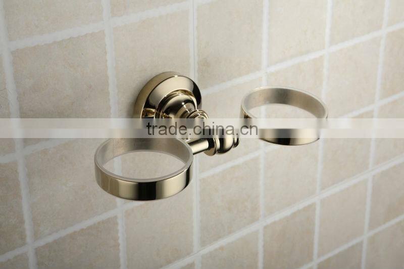 2014 Paris Design Glass One Cup Golden Tumbler Holder for Bathroom Collections