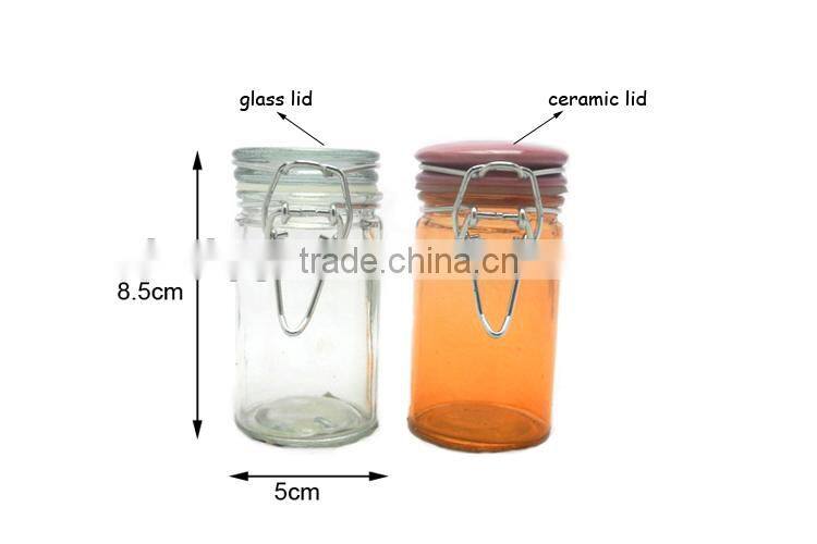 70ml mini clear round metal clip glass jars