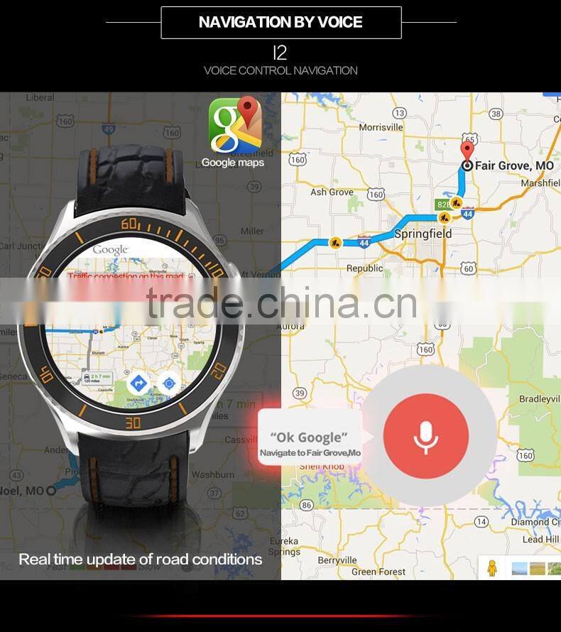I2 3G smart watch phone MTK6580 android 5.1 OS 512MB+4G quad core heart rate monitor wake up screen