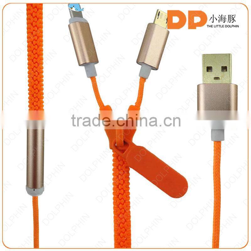 Custom zipper usb to aux cable female for iphone 5 usb cable