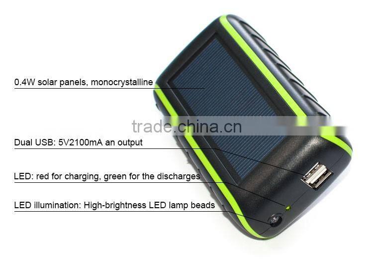 Factory patent model 1800Mah solar panel mobile charger power bank