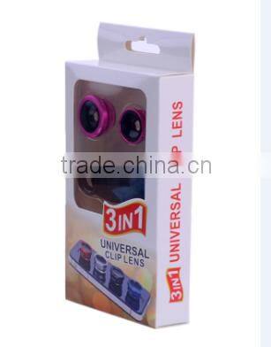 High-end Universal Clip 3 in 1 Lens for all smartphone (Fisheye lens+ wide angle lens+ macro lens)