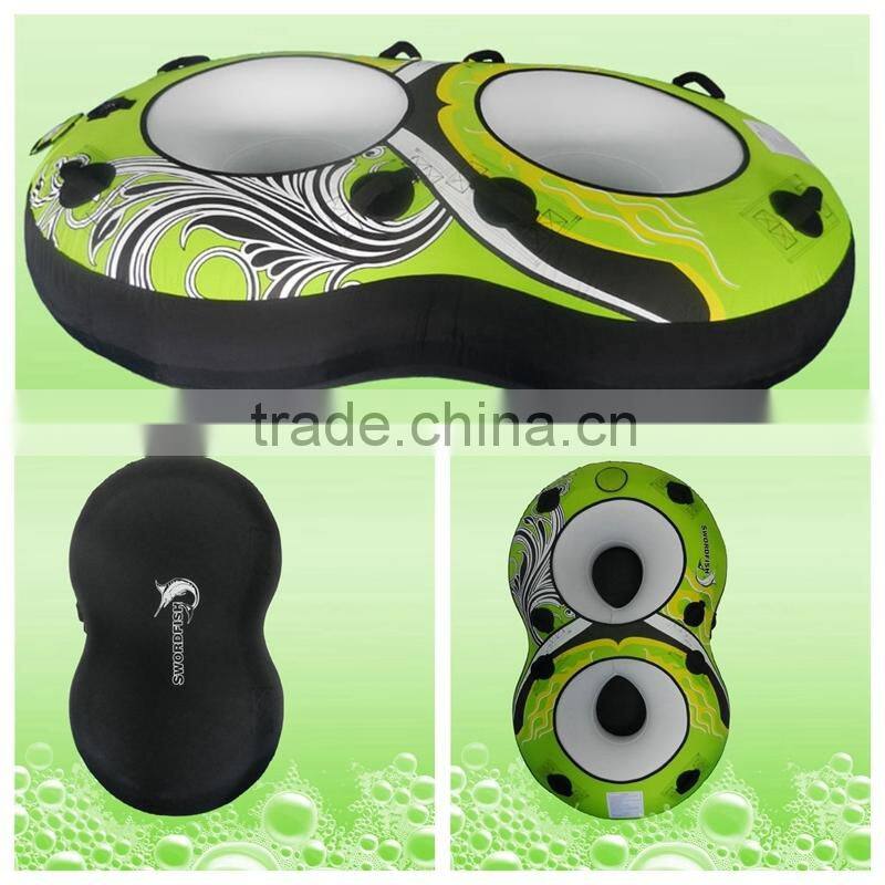 8 shape Infatable double ring/tub, Inner PVC and Nylon cover water ski double ring/tub, water towable equipment double ring/tub