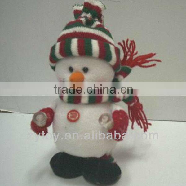 Fashional style soft music shaped wholesale mini plush snowman