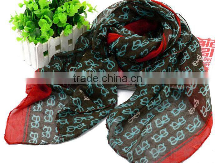 2014 New Spring Fashion Design Women Ladies Extra Long Glasses Print Scarf Shawl Wrap Wholesale