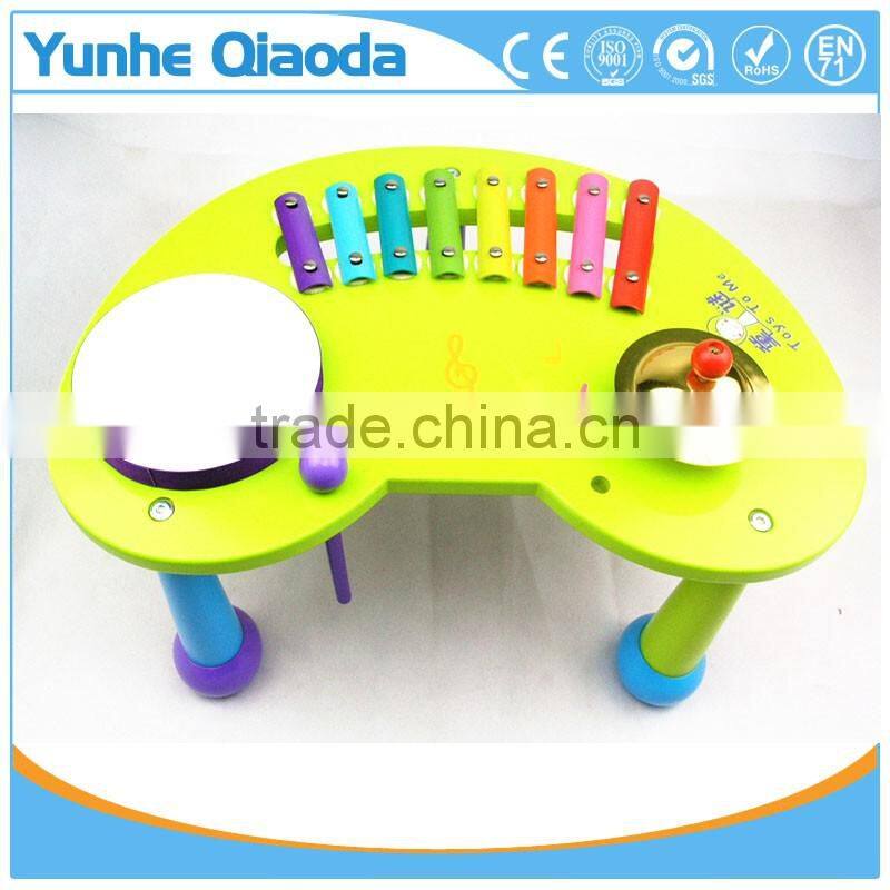 wooden musical percussion instruments blue half-round table xylophone drum symbol Noisy /educational wooden toy/