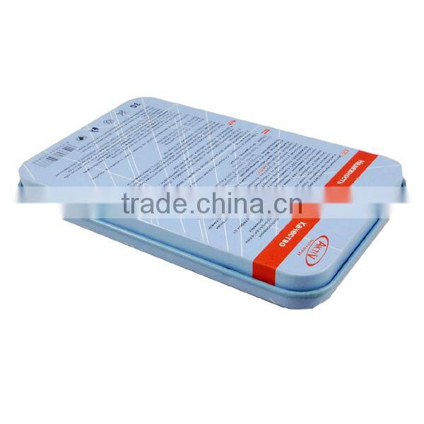 rectangular metal tin box with window