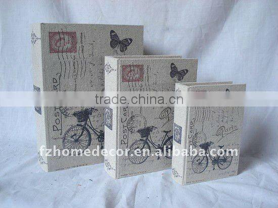 Linen Printing Storage Wooden Book Boxes