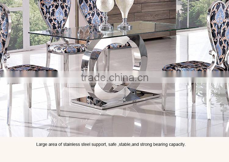 TH286-1Modern Stainless Steel Dining Table Chair/Glass Table Dining Room Furniture Sets