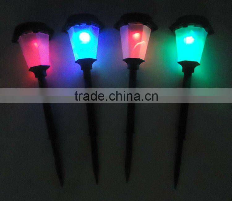 Changing color led solar garden stick light