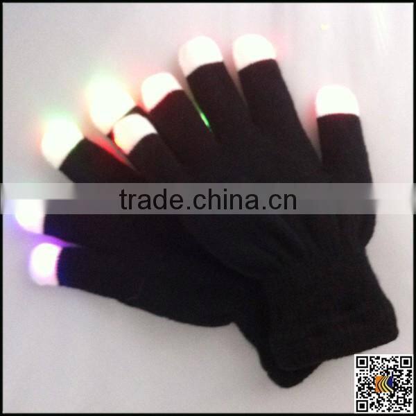 Wholesale LED light gloves, black acrylic touch screen gloves, custom fashion black gloves