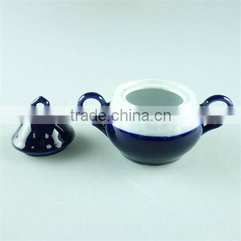 Cheap glazed ceramic sugar pot with handles in stock