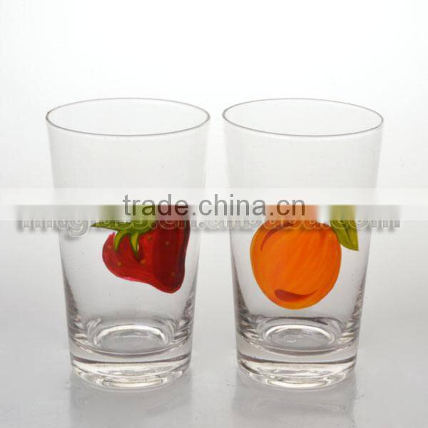 Fruit decorated drinking glass tumblers