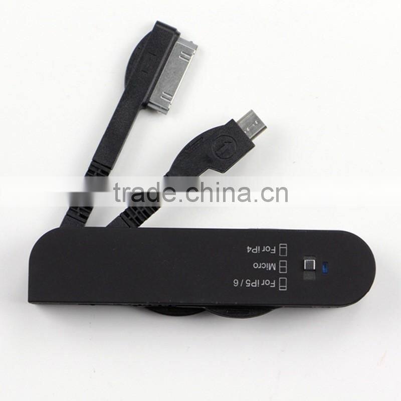 3 in 1 Mobile Phone Cable Charger 8pin USB Cable + 30pin charger adapter + Micro Usb Cable Swiss Army Knife USB 2.0 Data Sync