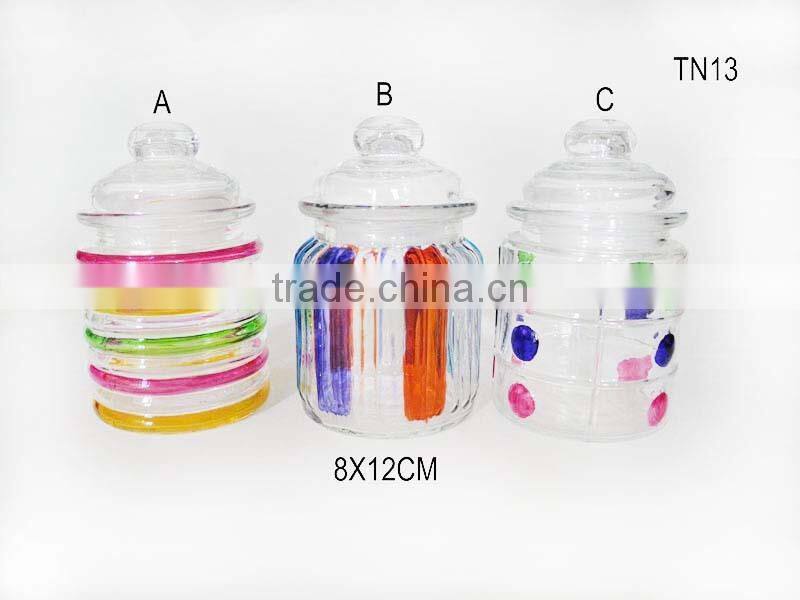 beautiful shapes cylinder horizontal stripe glass spice jar with direct cover for kitch