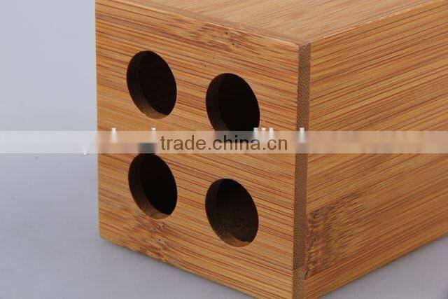 Square with 4 holes bamboo toothbrush holder