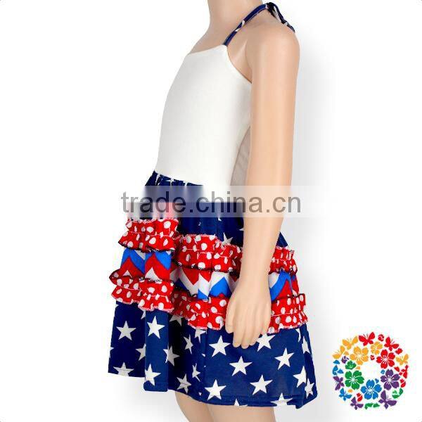 Girls New Fashion 4Th Of July Holiday Parade Dress Blue Star Kids One-Piece Dress