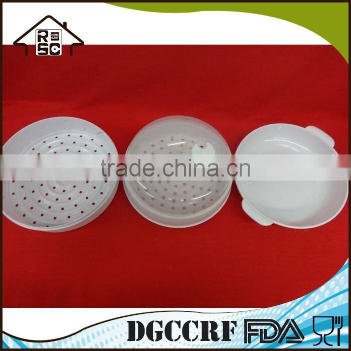 Classic Food grade Plastic 2 Tier Microwave Steamer Food Cooker Container