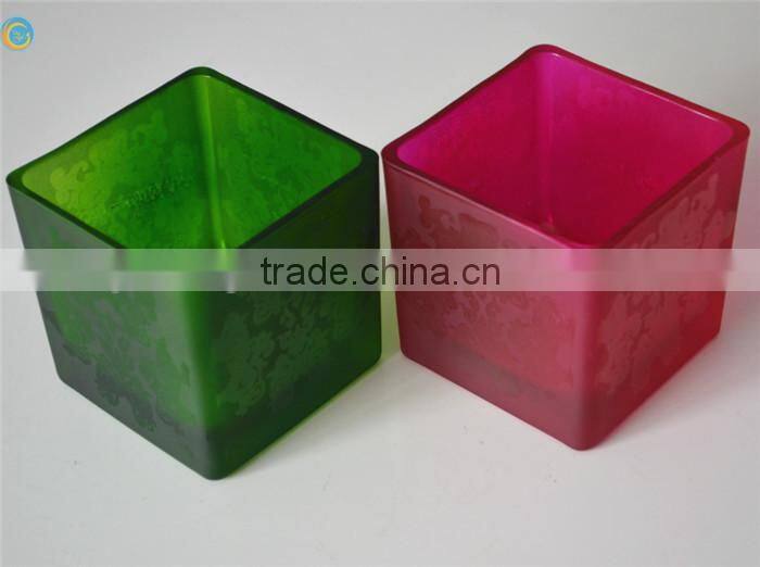 cheap square glass candleholder for wax