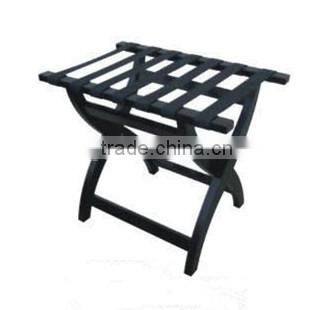 Modern black color folding luggage rack wooden luggage rack for hotel