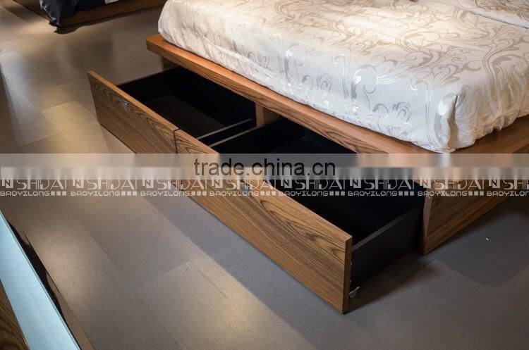 Queen Size Simple Design Wooden Bed Room Furniture With Four Drawers