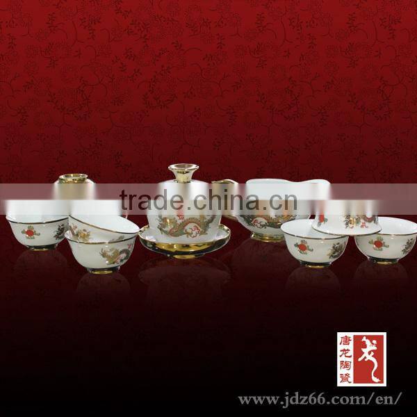 Chinese design high quality handpainted ceramic dragon tea set for banquet hospitality