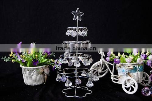 acrylic pearls & metal lighted hanging display rack/shelf for table decoration