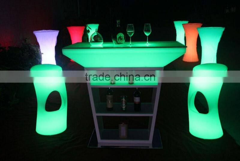 led illuminated home bar counter with stainless steel shelf