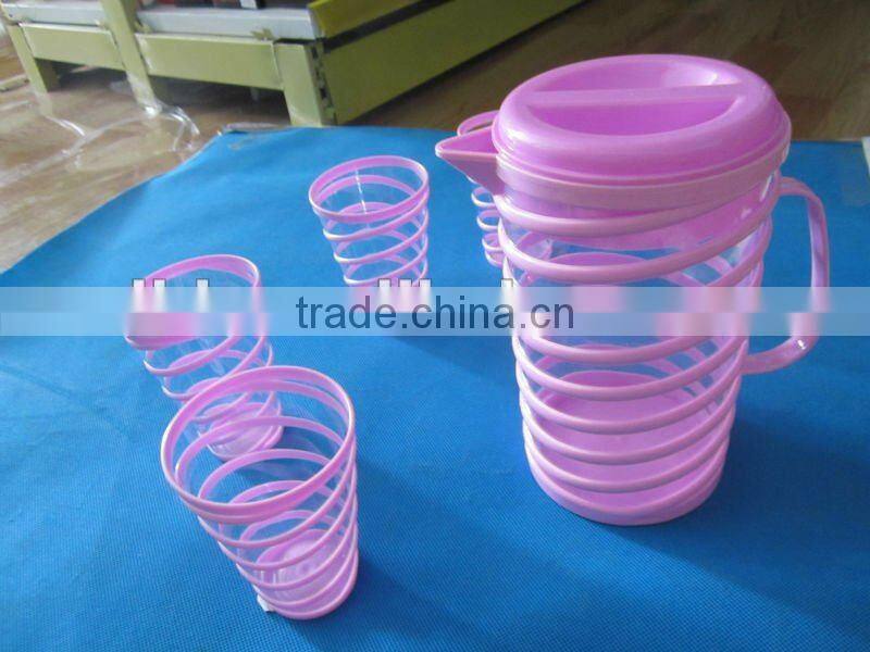 119010 SPIRAL PLASTIC WATER BOTTLE SET/WITH 4CUPS