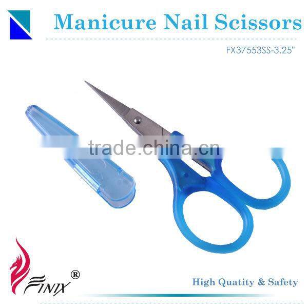 3.25" Sharp Blade Tip Plastic handle Manicure Nail Scissors