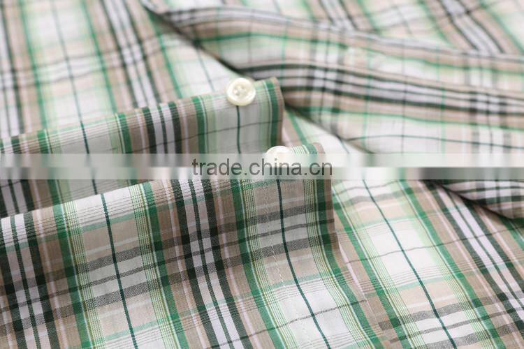 plaids 100% Organic Cotton Yarn dyed shirt, Men casual short sleeve shirt