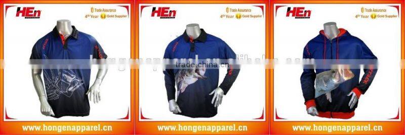 HongEn Apparel Pro Fishing Jerseys sublimation fishing wear full custom fishing jersey