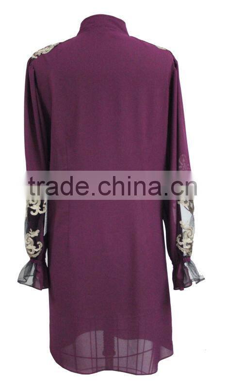 2013 ladies' fashion short sleeves with lace and ruffle at front office lady blouses