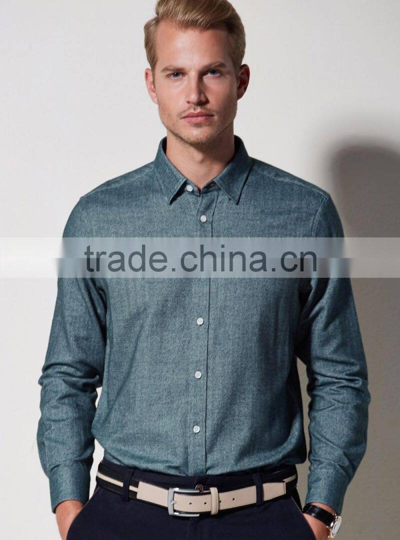 new design made to measure herringbone cotton slim men shirt BSB009