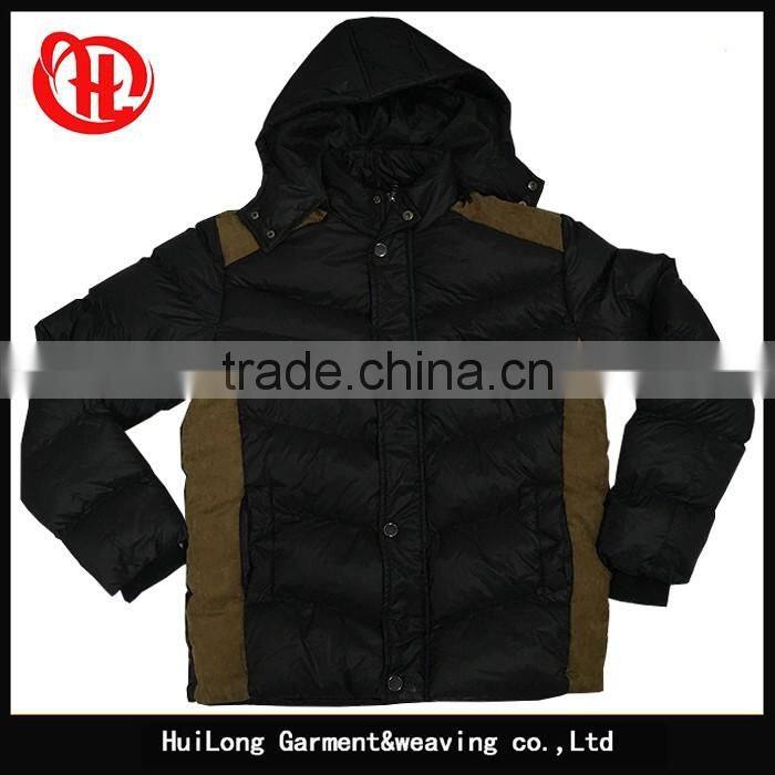 botton zipper up winter padded jacket men coat with hoody
