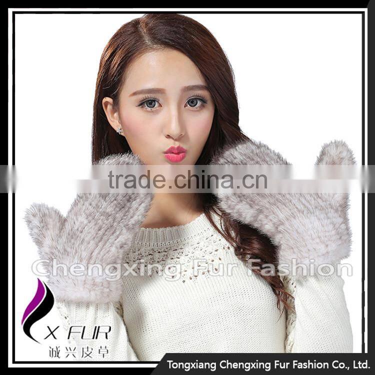 CX-A-60P Hand Knitted Winter Warm Genuine Mink Fur Gloves