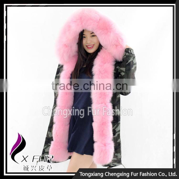 CX-G-P-03B Women Fashion Fur Jacket With Fur Inside Fur Collar Parka